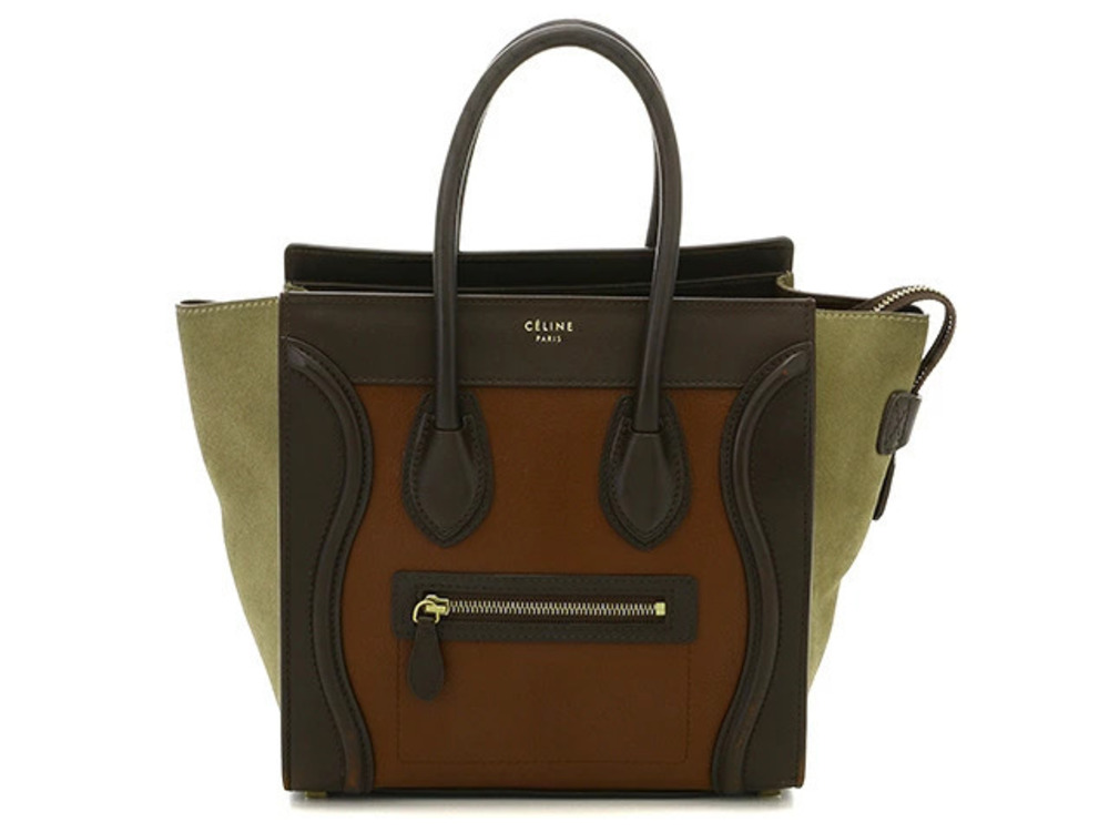 Celine Tote Calfskin Suede Shopper Luggage Handbag Black